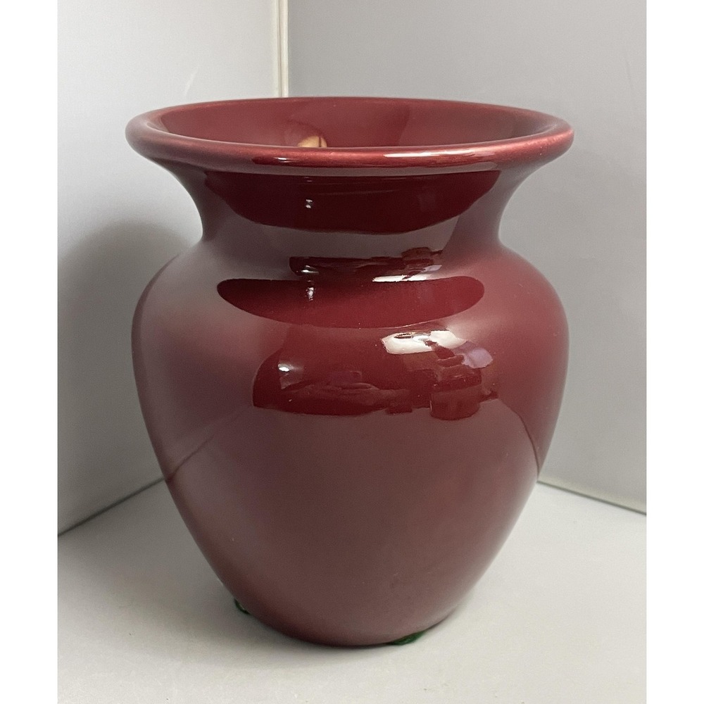 Vintage Haeger Bud Vase Burgundy Red Ceramic Pottery Flared Rim 533-07 1998
